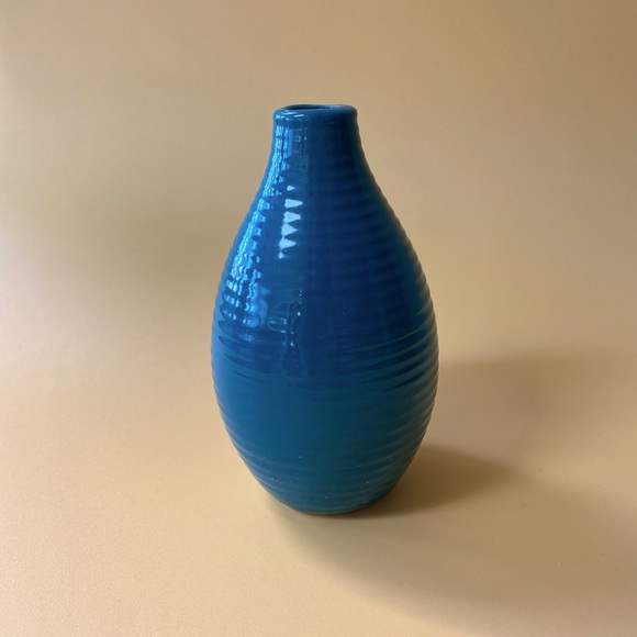 Other - Blue Ribbed Vase